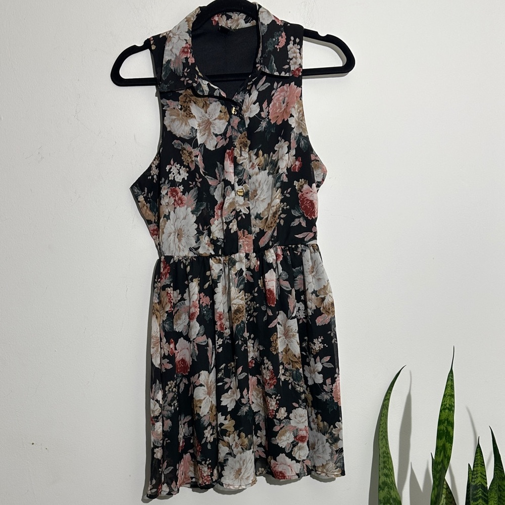 Windsor Kids Floral Dress - Black and Cream
